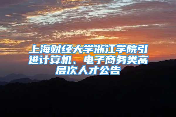 上海財經(jīng)大學浙江學院引進計算機、電子商務類高層次人才公告