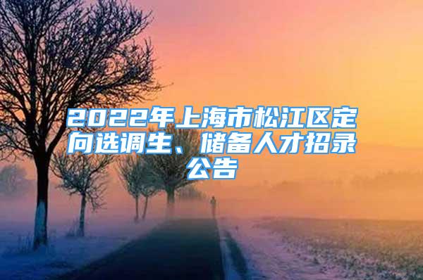 2022年上海市松江區(qū)定向選調(diào)生、儲(chǔ)備人才招錄公告