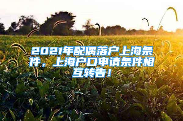 2021年配偶落戶上海條件，上海戶口申請條件相互轉告！