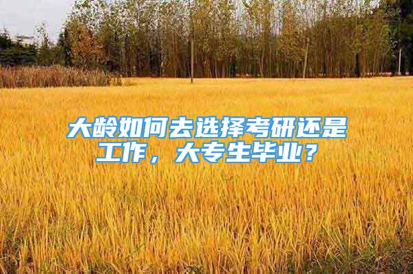 大齡如何去選擇考研還是工作，大專生畢業(yè)？