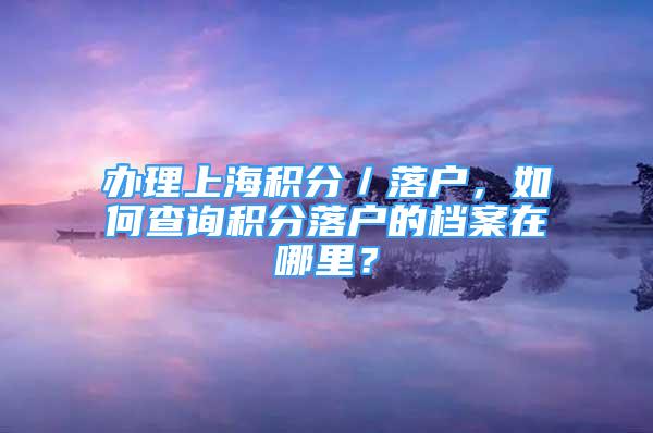 辦理上海積分／落戶，如何查詢積分落戶的檔案在哪里？