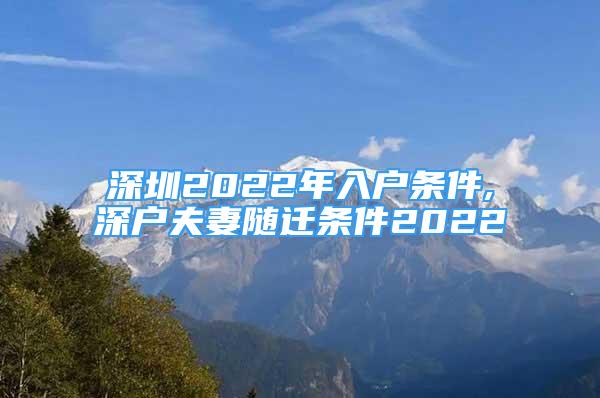 深圳2022年入戶條件,深戶夫妻隨遷條件2022