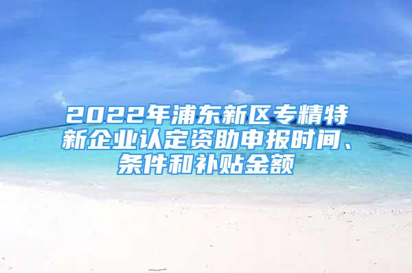 2022年浦東新區(qū)專精特新企業(yè)認定資助申報時間、條件和補貼金額