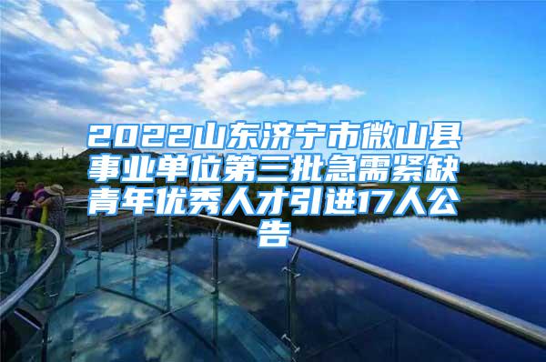 2022山東濟(jì)寧市微山縣事業(yè)單位第三批急需緊缺青年優(yōu)秀人才引進(jìn)17人公告