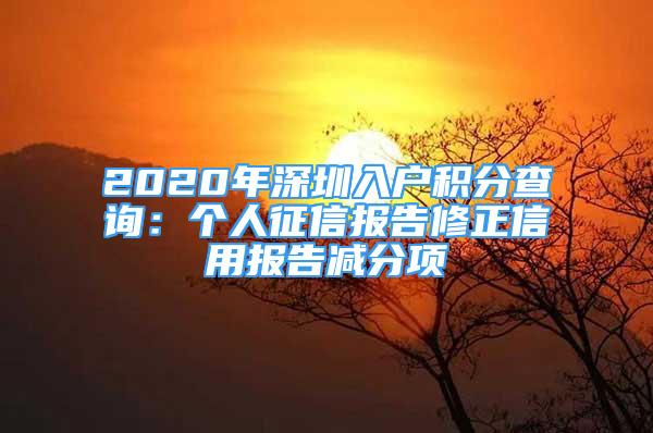 2020年深圳入戶積分查詢：個人征信報告修正信用報告減分項