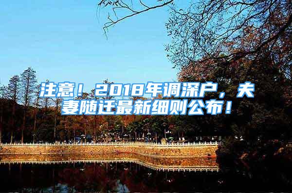 注意！2018年調(diào)深戶，夫妻隨遷最新細(xì)則公布！