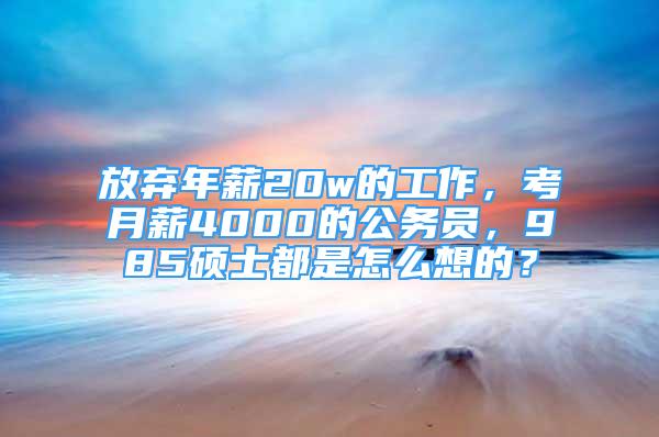 放棄年薪20w的工作，考月薪4000的公務員，985碩士都是怎么想的？