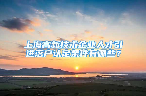 上海高新技術(shù)企業(yè)人才引進落戶認定條件有哪些？