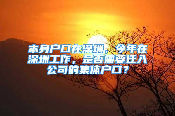 本身戶口在深圳，今年在深圳工作，是否需要遷入公司的集體戶口？