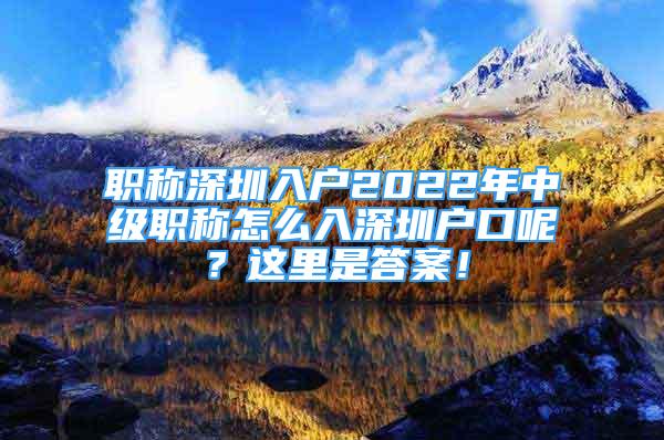 職稱深圳入戶2022年中級(jí)職稱怎么入深圳戶口呢？這里是答案！