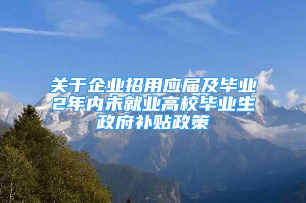 關(guān)于企業(yè)招用應(yīng)屆及畢業(yè)2年內(nèi)未就業(yè)高校畢業(yè)生政府補(bǔ)貼政策