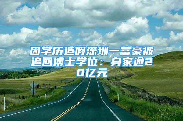 因?qū)W歷造假深圳一富豪被追回博士學(xué)位：身家逾20億元