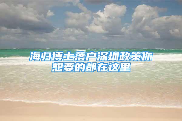 海歸博士落戶深圳政策你想要的都在這里