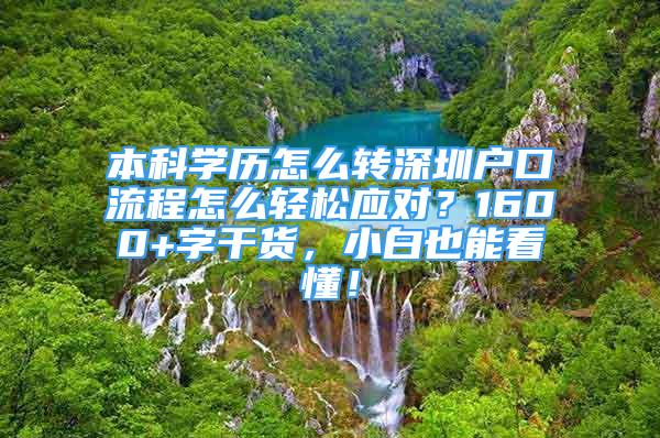 本科學(xué)歷怎么轉(zhuǎn)深圳戶口流程怎么輕松應(yīng)對？1600+字干貨，小白也能看懂！