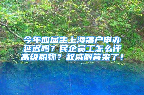 今年應(yīng)屆生上海落戶申辦延遲嗎？民企員工怎么評高級職稱？權(quán)威解答來了！