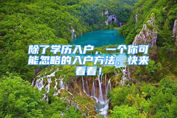 除了學(xué)歷入戶，一個(gè)你可能忽略的入戶方法，快來看看！