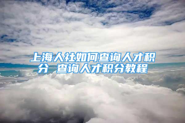 上海人社如何查詢?nèi)瞬欧e分 查詢?nèi)瞬欧e分教程