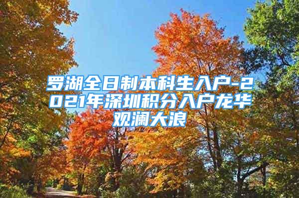 羅湖全日制本科生入戶(hù)-2021年深圳積分入戶(hù)龍華觀瀾大浪