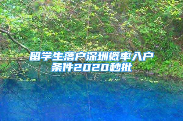 留學生落戶深圳概率入戶條件2020秒批