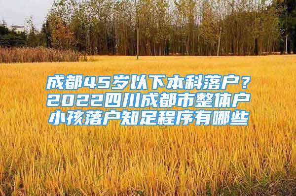 成都45歲以下本科落戶？2022四川成都市整體戶小孩落戶知足程序有哪些