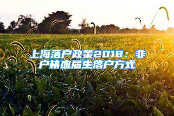 上海落戶政策2018：非戶籍應(yīng)屆生落戶方式