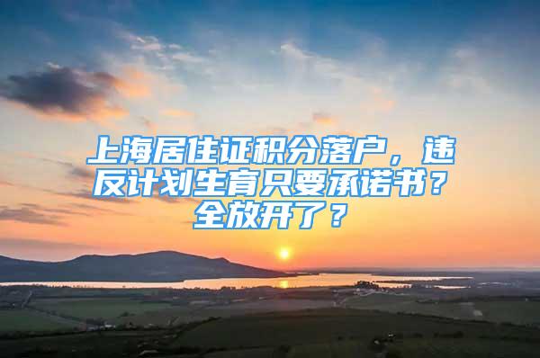 上海居住證積分落戶，違反計(jì)劃生育只要承諾書？全放開了？