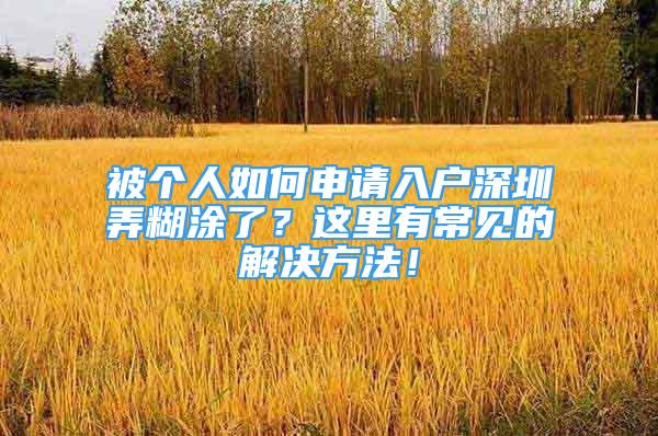 被個人如何申請入戶深圳弄糊涂了？這里有常見的解決方法！