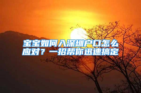 寶寶如何入深圳戶口怎么應(yīng)對(duì)？一招幫你迅速搞定