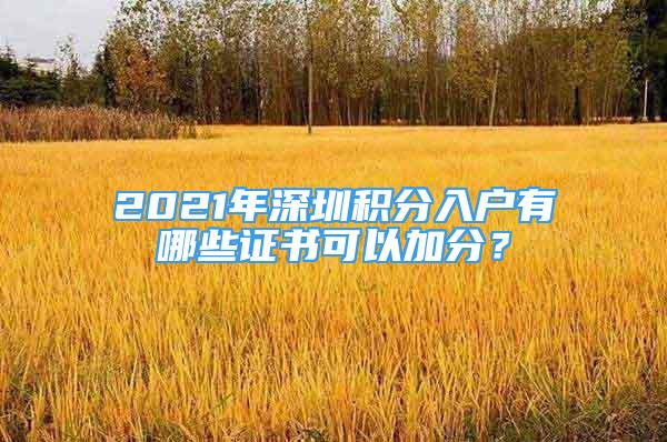 2021年深圳積分入戶有哪些證書可以加分？