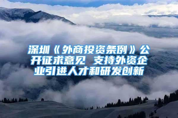 深圳《外商投資條例》公開征求意見 支持外資企業(yè)引進人才和研發(fā)創(chuàng)新