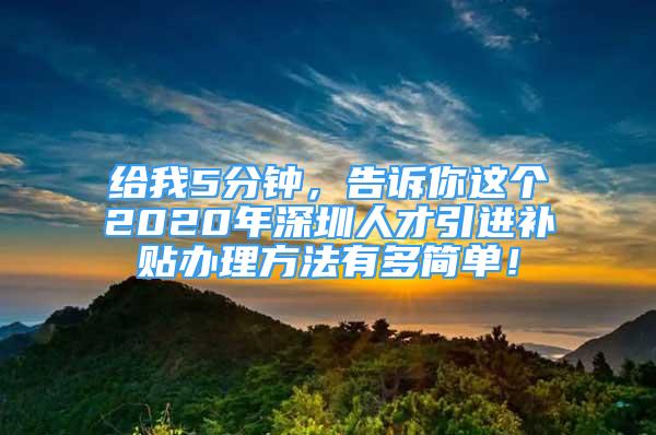 給我5分鐘，告訴你這個(gè)2020年深圳人才引進(jìn)補(bǔ)貼辦理方法有多簡(jiǎn)單！