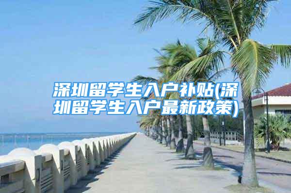 深圳留學(xué)生入戶(hù)補(bǔ)貼(深圳留學(xué)生入戶(hù)最新政策)