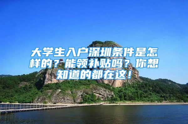 大學(xué)生入戶深圳條件是怎樣的？能領(lǐng)補(bǔ)貼嗎？你想知道的都在這！