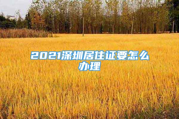 2021深圳居住證要怎么辦理