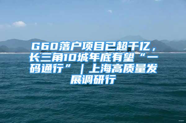 G60落戶項(xiàng)目已超千億，長三角10城年底有望“一碼通行”｜上海高質(zhì)量發(fā)展調(diào)研行