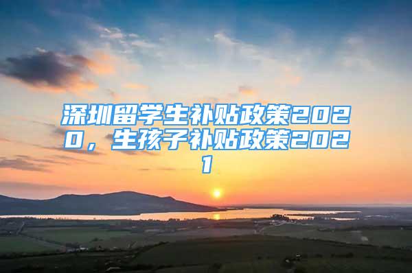 深圳留學(xué)生補(bǔ)貼政策2020，生孩子補(bǔ)貼政策2021