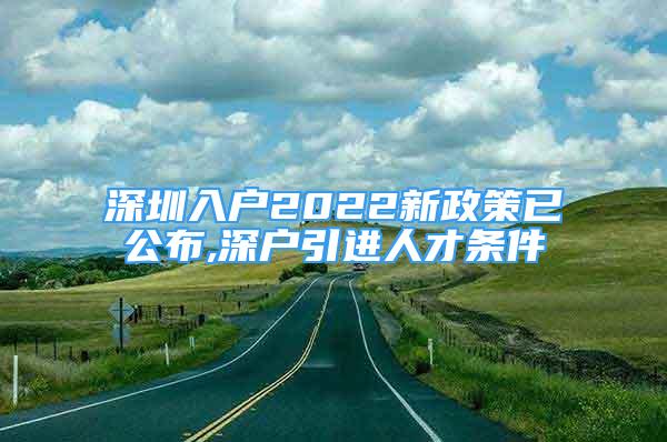 深圳入戶2022新政策已公布,深戶引進(jìn)人才條件