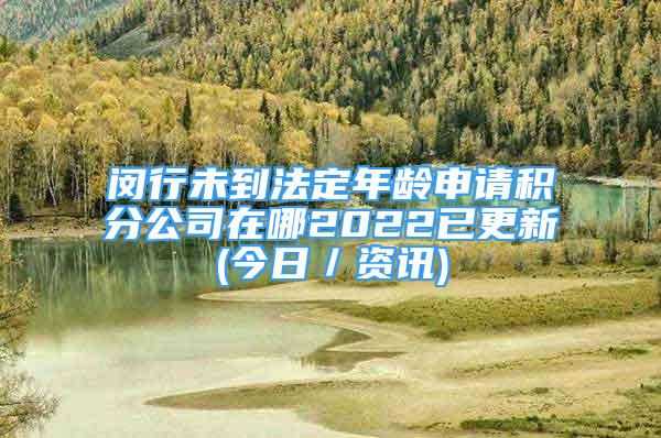 閔行未到法定年齡申請積分公司在哪2022已更新(今日／資訊)