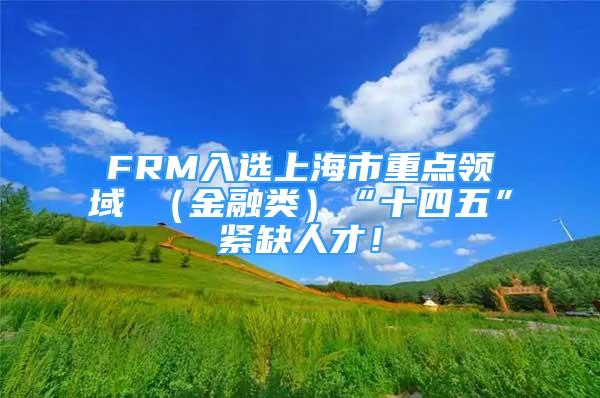 FRM入選上海市重點(diǎn)領(lǐng)域 （金融類）“十四五”緊缺人才！