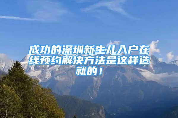 成功的深圳新生兒入戶在線預(yù)約解決方法是這樣造就的！