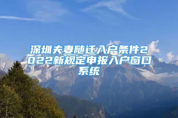 深圳夫妻隨遷入戶條件2022新規(guī)定申報(bào)入戶窗口系統(tǒng)