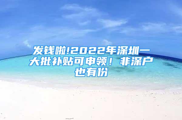 發(fā)錢啦!2022年深圳一大批補貼可申領(lǐng)！非深戶也有份