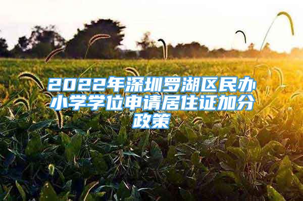 2022年深圳羅湖區(qū)民辦小學(xué)學(xué)位申請(qǐng)居住證加分政策