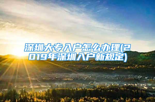 深圳大專入戶怎么辦理(2019年深圳入戶新規(guī)定)