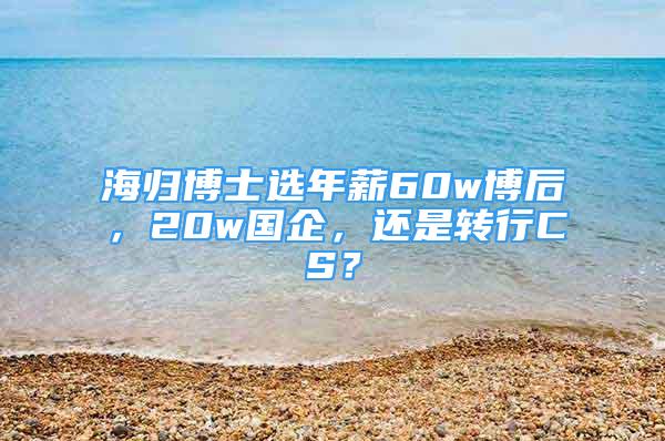 海歸博士選年薪60w博后，20w國企，還是轉行CS？