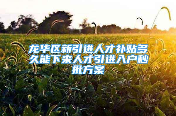 龍華區(qū)新引進人才補貼多久能下來人才引進入戶秒批方案