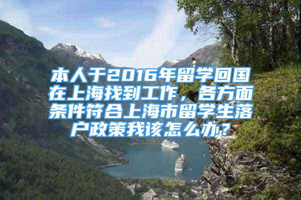 本人于2016年留學回國在上海找到工作，各方面條件符合上海市留學生落戶政策我該怎么辦？