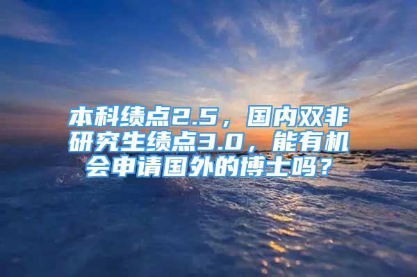 本科績(jī)點(diǎn)2.5，國(guó)內(nèi)雙非研究生績(jī)點(diǎn)3.0，能有機(jī)會(huì)申請(qǐng)國(guó)外的博士嗎？