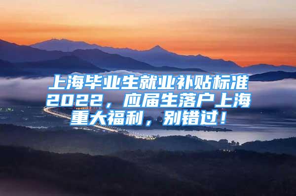 上海畢業(yè)生就業(yè)補(bǔ)貼標(biāo)準(zhǔn)2022，應(yīng)屆生落戶上海重大福利，別錯(cuò)過！