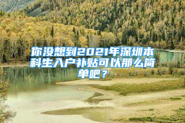 你沒想到2021年深圳本科生入戶補(bǔ)貼可以那么簡(jiǎn)單吧？